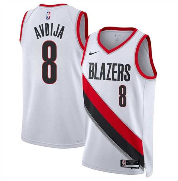 Mens Portland Trail Blazers #8 Deni Avdija White Association Edition Stitched Basketball Jersey Dzhi->portland trailblazers->NBA Jersey